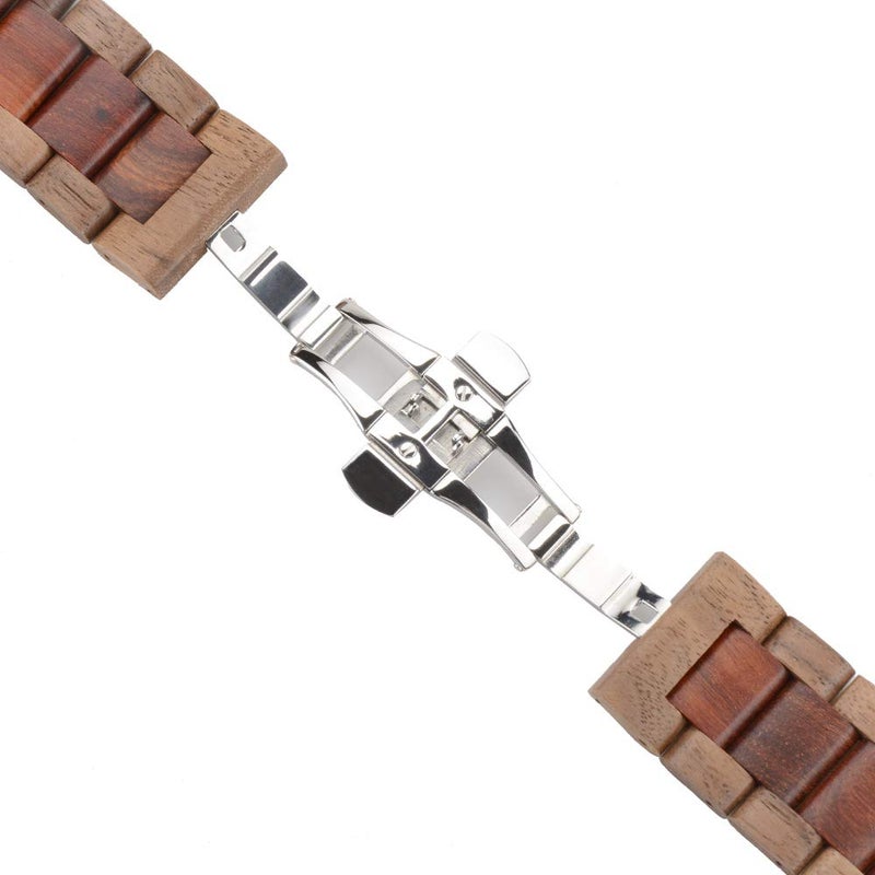 Kinobo Wooden Watch Band Compatible with Apple Watch,Natural Hardwood Watch Strap Thickened Wrist Bracelet for iWatch Series 8,7, 6, 5, 4, 3, 2, 1, Sport, Edition (Walnut + Sandal--42/44/45mm) - Image 5